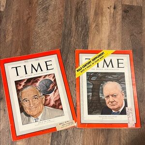 Vintage TIME Magazine 1949 / 1950 lot of 2 Harry Truman/ Churchill